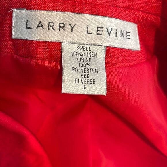 Larry Levine Womens Blazer Jacket Long Sleeve Linend Lined Pocket Red/Crimson  S - Picture 6 of 8